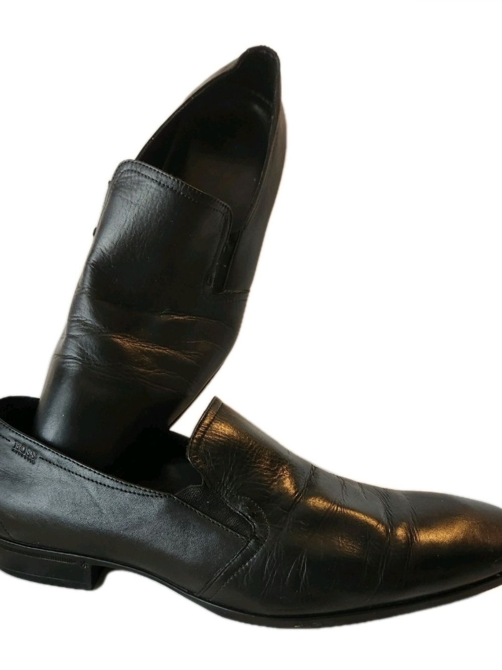 Hugo Boss Size 8 Vermir Men's Shoes Black  Slip On Italtian Leather Preppy Dress